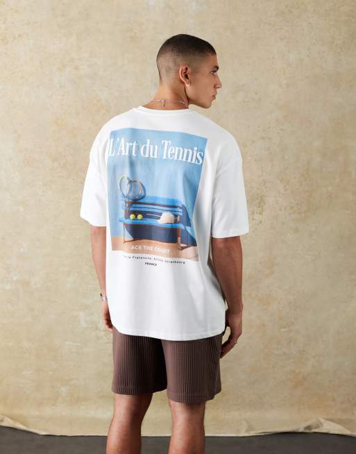 ASOS DESIGN heavyweight 240gsm oversized T-shirt with summer graphic in white