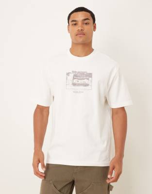 Asos Design Heavyweight 240gsm Relaxed Fit Printed T-shirt In White