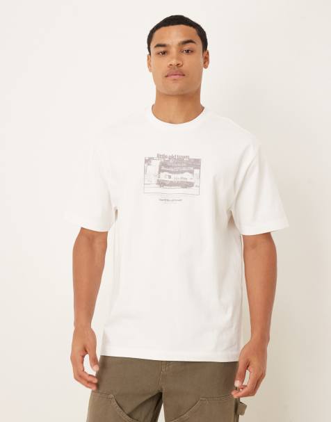 ASOS DESIGN heavyweight 240gsm relaxed fit printed t-shirt in ecru - view 1