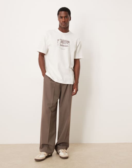 ASOS DESIGN heavyweight 240gsm relaxed fit printed t-shirt in ecru, 2 of 5