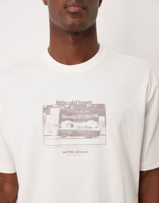 ASOS DESIGN heavyweight 240gsm relaxed fit printed t-shirt in ecru, 4 of 5
