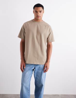 Asos Design Heavyweight 240gsm Relaxed Fit Raglan T-shirt In Brown