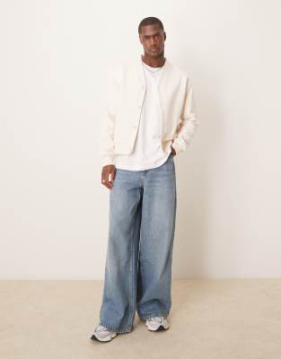 Asos Design Heavyweight Boxy Oversized Cardigan In White