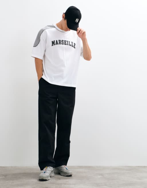 ASOS DESIGN heavyweight boxy oversized cut and sew t-shirt with Marseille graphic in, 2 of 5