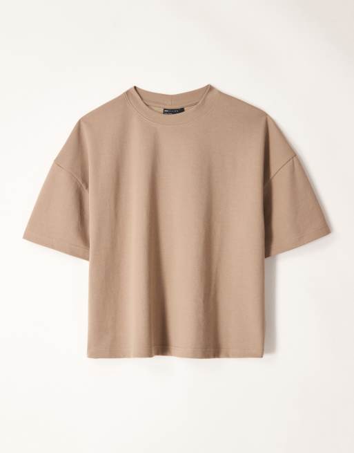 ASOS DESIGN heavyweight boxy oversized drop shoulder t-shirt in stone soft touch, 5 of 5