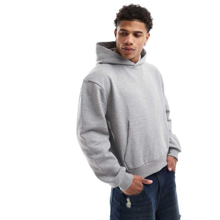 ASOS DESIGN heavyweight boxy oversized hoodie 400gsm in grey marl ASOS