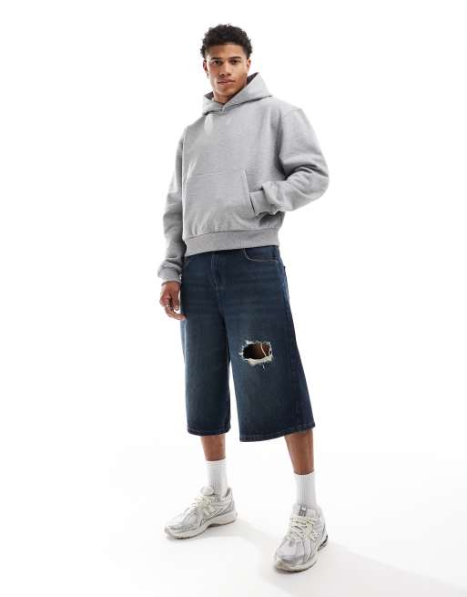 ASOS DESIGN heavyweight boxy oversized hoodie in heather gray