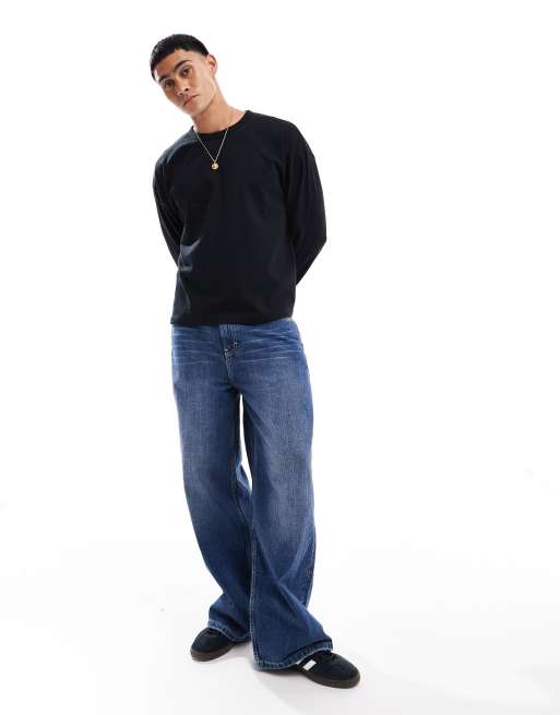 ASOS DESIGN heavyweight boxy oversized long sleeve t-shirt in black    , 4 of 4