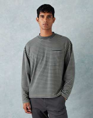 Asos Design Heavyweight Boxy Oversized Long Sleeve T-shirt With Pocket Detail In Multi