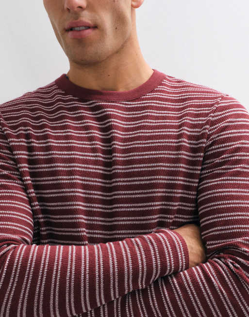 ASOS DESIGN heavyweight boxy oversized longsleeve t-shirt in red stripe, 2 of 5