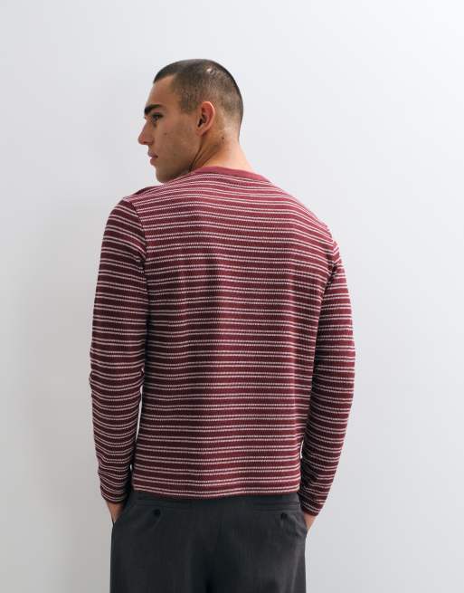 ASOS DESIGN heavyweight boxy oversized longsleeve t-shirt in red stripe, 4 of 5