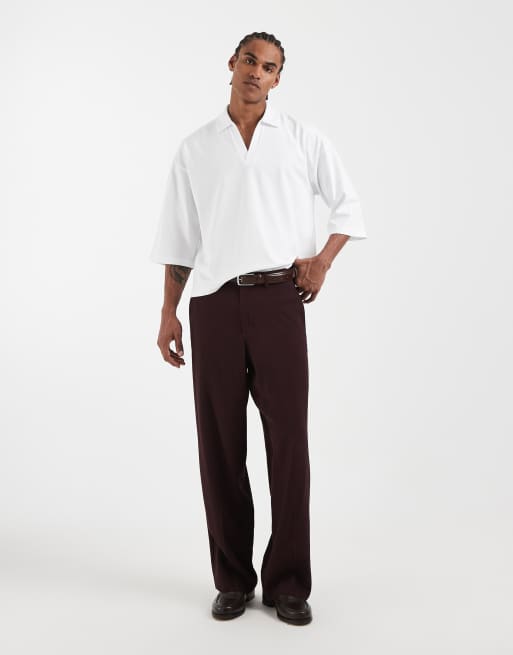 ASOS DESIGN heavyweight boxy oversized polo with half sleeve in white, 2 of 5