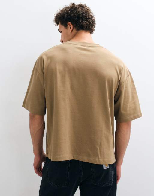 ASOS DESIGN heavyweight boxy oversized t-shirt in brown, 2 of 10