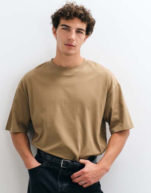ASOS DESIGN heavyweight boxy oversized t-shirt in brown, 4 of 10
