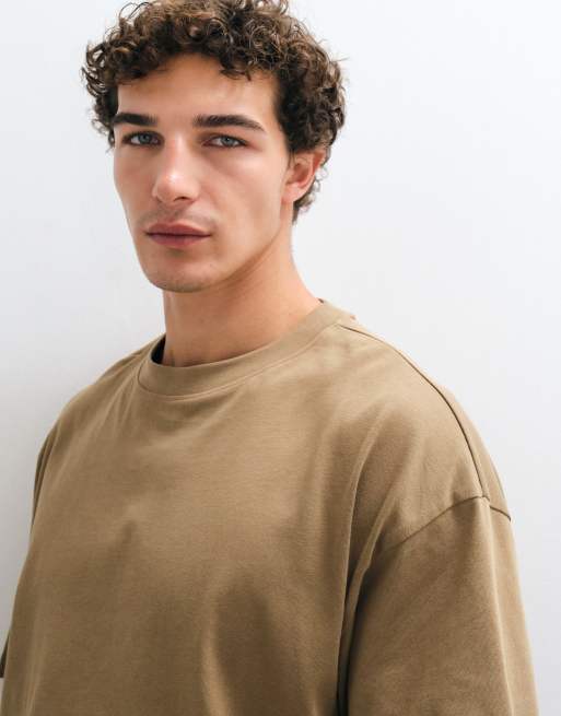 ASOS DESIGN heavyweight boxy oversized t-shirt in brown, 5 of 10