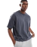 [ASOS DESIGN] ASOS DESIGN heavyweight boxy oversized t-shirt in charcoal-Grey XL Asphalt