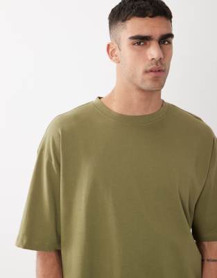 Asos Design Heavyweight Boxy Oversized T-shirt In Green