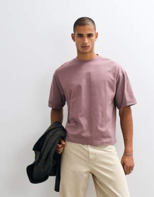 Asos Design Heavyweight Boxy Oversized T-shirt In Pink