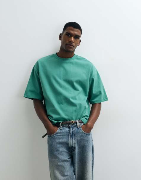 ASOS DESIGN heavyweight boxy oversized t-shirt in green - view 1