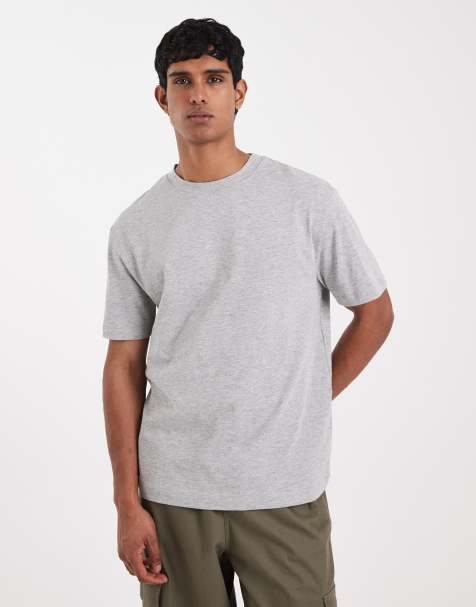 ASOS DESIGN heavyweight boxy oversized t-shirt in grey marl - view 1
