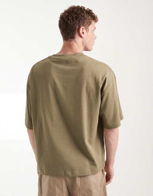 ASOS DESIGN heavyweight boxy oversized t-shirt in khaki, 3 of 5