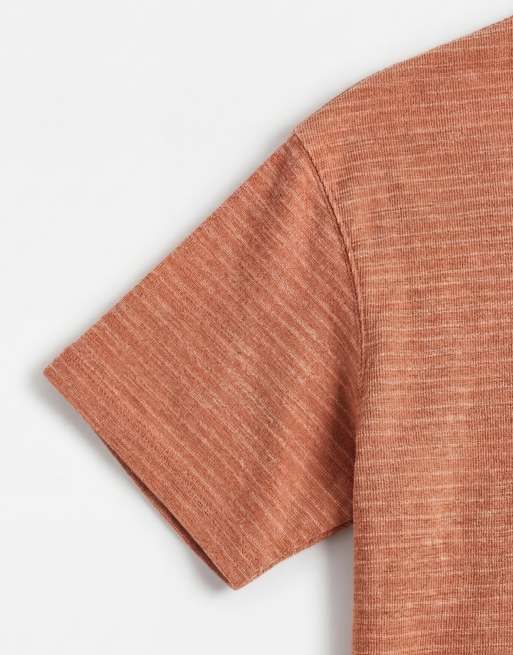 ASOS DESIGN heavyweight boxy oversized T-shirt in orange textured stripe fabric, 9 of 9
