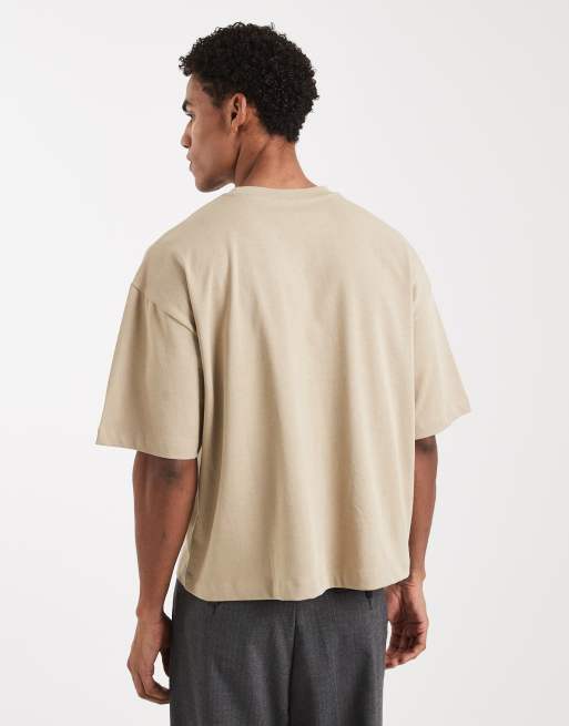 ASOS DESIGN heavyweight boxy oversized T-shirt in stone, 3 of 5