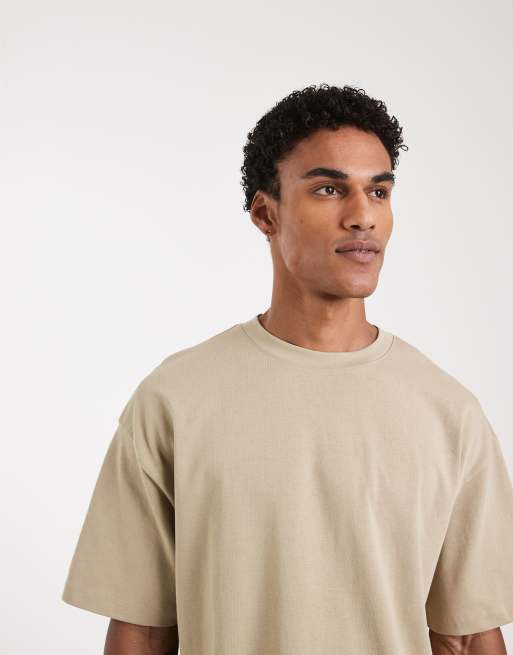 ASOS DESIGN heavyweight boxy oversized T-shirt in stone, 4 of 5