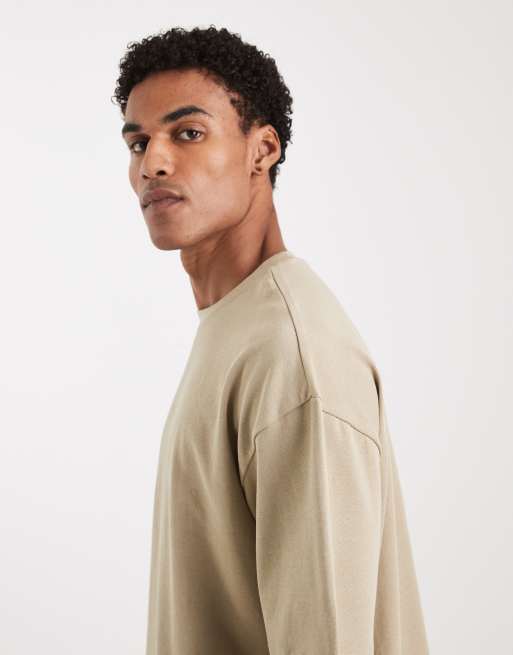 ASOS DESIGN heavyweight boxy oversized T-shirt in stone, 5 of 5