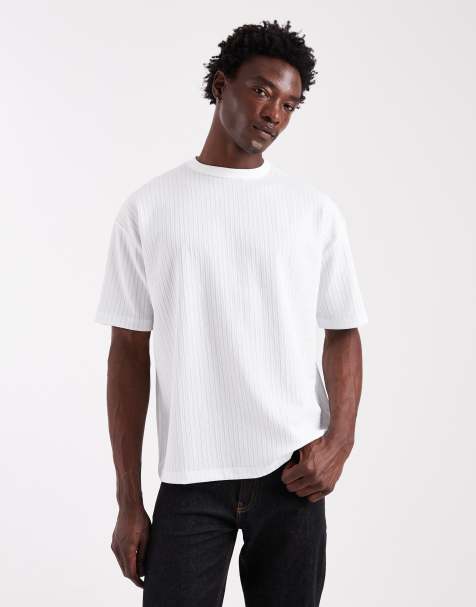 ASOS DESIGN heavyweight boxy oversized T-shirt in textured stripe - view 1
