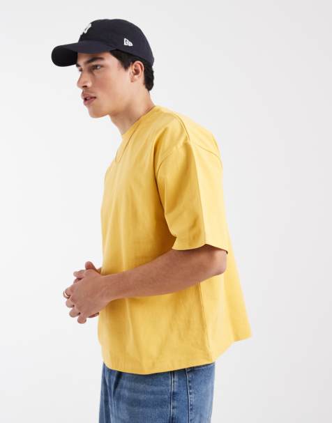 ASOS DESIGN heavyweight boxy oversized T-shirt in yellow - view 1