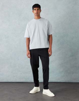 Asos Design Heavyweight Boxy Oversized T-shirt With Chest Logo Embroidery In Gray
