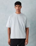 [ASOS DESIGN] ASOS DESIGN heavyweight boxy oversized t-shirt with chest logo embroidery in grey texture M Quarry