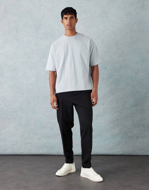  ASOS DESIGN heavyweight boxy oversized t-shirt with chest logo embroidery in grey texture, 2 of 5