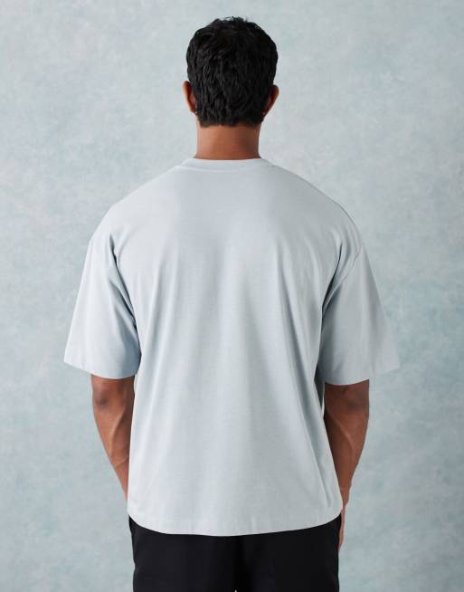  ASOS DESIGN heavyweight boxy oversized t-shirt with chest logo embroidery in grey texture, 3 of 5