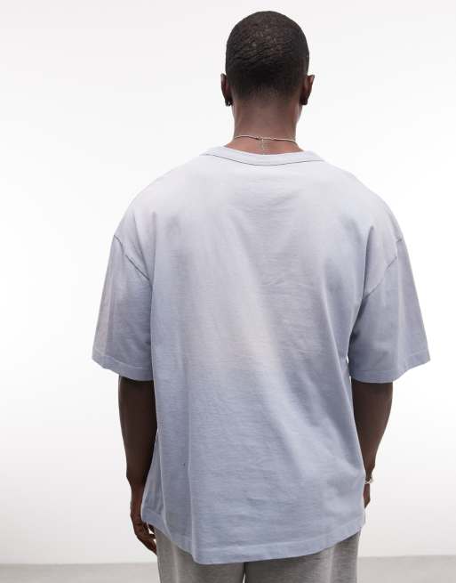 ASOS DESIGN heavyweight boxy oversized t-shirt with dancer graphic in blue wash, 5 of 5