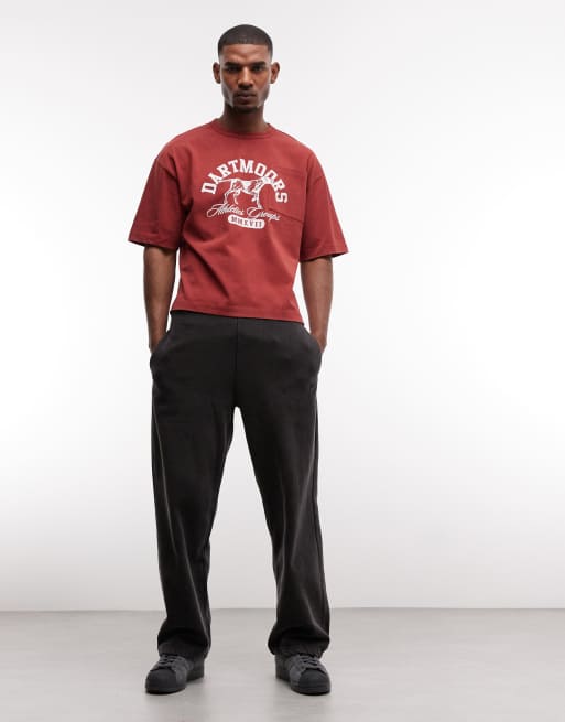 ASOS DESIGN heavyweight boxy oversized t-shirt with dog graphic in red wash, 2 of 5