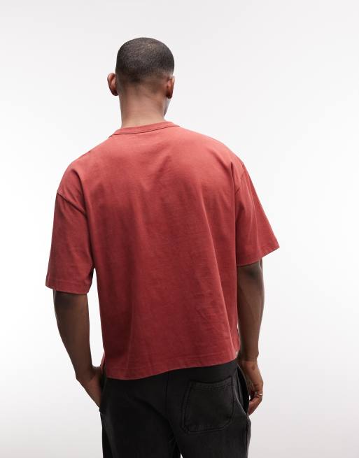 ASOS DESIGN heavyweight boxy oversized t-shirt with dog graphic in red wash, 5 of 5