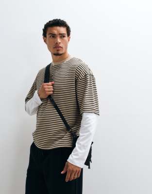 Asos Design Heavyweight Boxy Oversized T-shirt With Double Sleeves In Multi