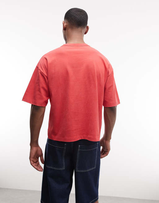 ASOS DESIGN heavyweight boxy oversized t-shirt with football graphic in red wash, 5 of 5