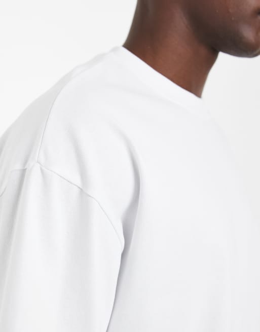 ASOS DESIGN heavyweight boxy oversized t-shirt with half sleeve in white, 5 of 5
