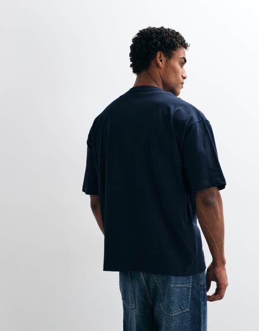 ASOS DESIGN heavyweight boxy oversized t-shirt with henley in cream, 3 of 5