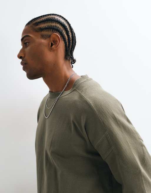 ASOS DESIGN heavyweight boxy oversized t-shirt with panels in khaki, 5 of 5