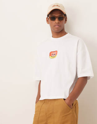 Asos Design Heavyweight Boxy Oversized T-shirt With Print In Transparent