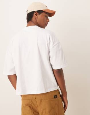 ASOS DESIGN heavyweight boxy oversized t-shirt with print in white