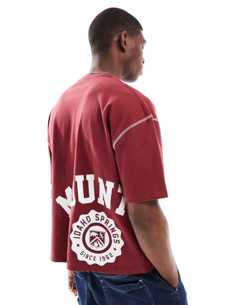 ASOS DESIGN heavyweight boxy oversized t-shirt with sport graphic in red - view 1
