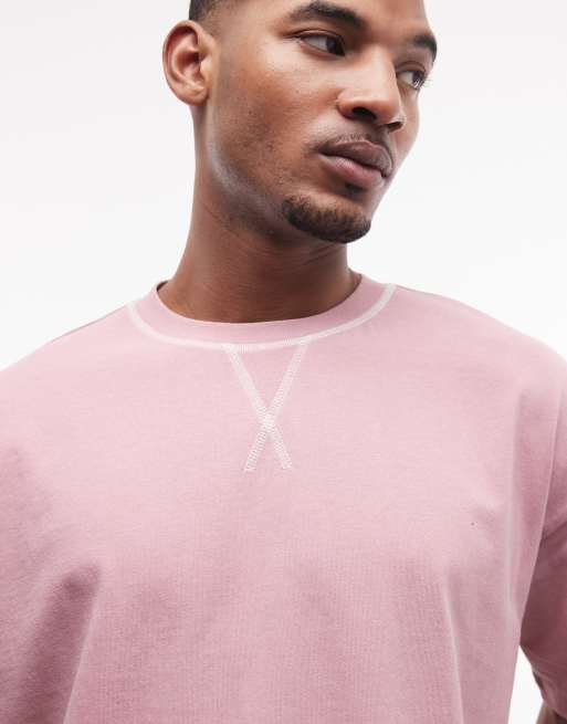 ASOS DESIGN heavyweight boxy oversized t-shirt with sun graphic in pink wash, 4 of 5