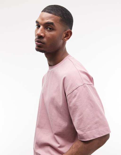 ASOS DESIGN heavyweight boxy oversized t-shirt with sun graphic in pink wash, 5 of 5