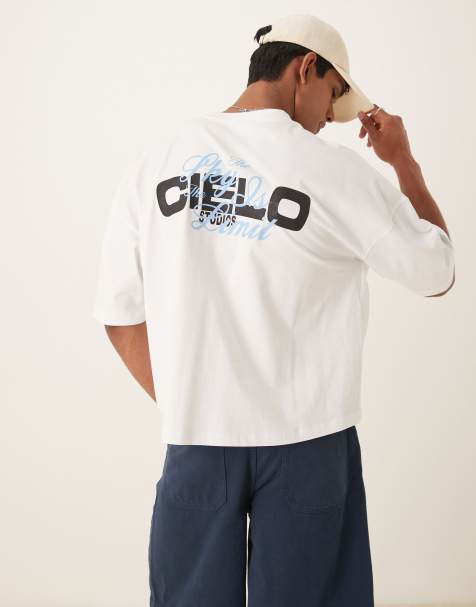 ASOS DESIGN heavyweight boxy oversized t-shirt with text print in white - view 1