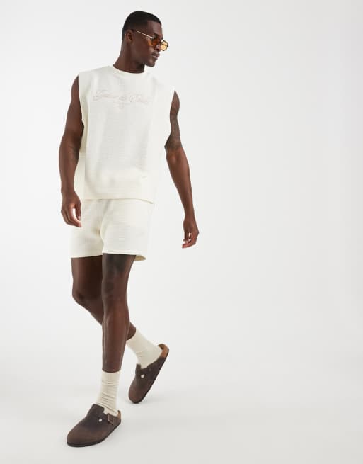 ASOS DESIGN heavyweight boxy oversized tank with text graphic in cream textured fabric (part of a set), 2 of 5